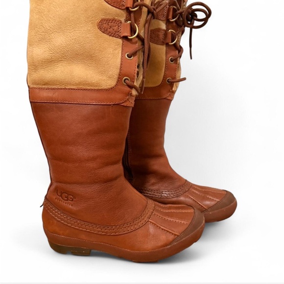 UGG Brown and Cream Winter Boots - Picture 3 of 10